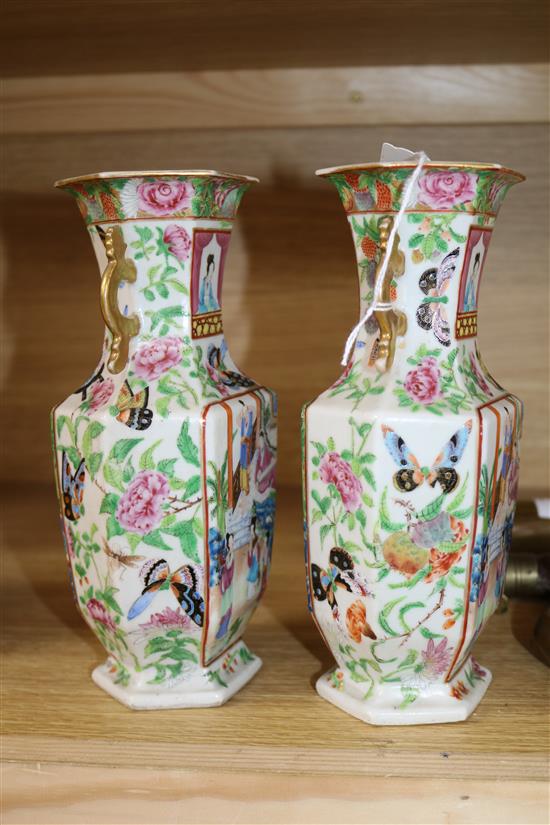 A pair of 19th century Cantonese vases height 22cm